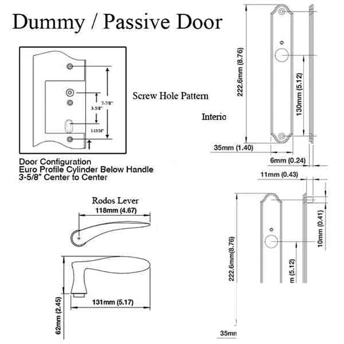 Hoppe Rodos Fixed Dummy Handleset – Contemporary Escutcheon, Antique Brass
