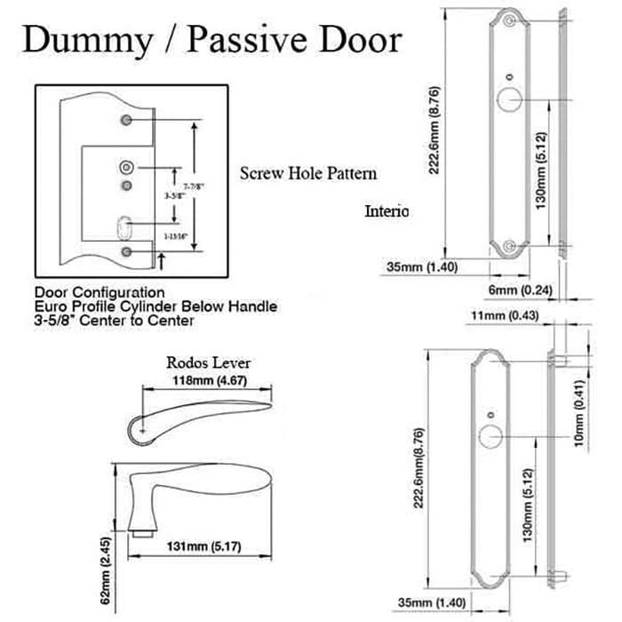 Hoppe Rodos Fixed Dummy Handleset – Contemporary Escutcheon, Rustic Umber