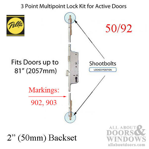 Pella Active Panel Multipoint Lock – 50mm Backset, 92mm PZ, 35" Handle Height