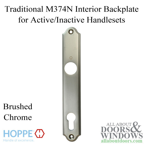 Hoppe Traditional Interior Backplate M374N – 92mm PZ, Brushed Chrome