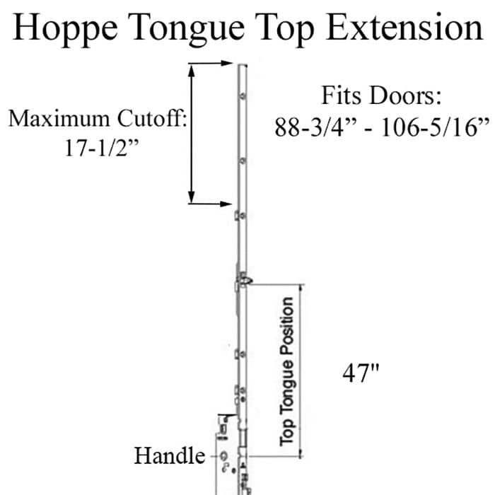Hoppe Manual Top Extension – 16mm Faceplate, 68.70" Length, 46.97" Tongue