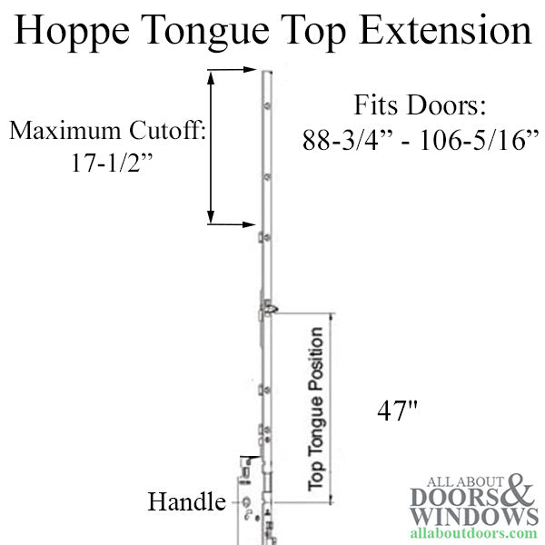 Hoppe Manual Top Extension – 16mm Faceplate, 68.70" Length, 46.97" Tongue